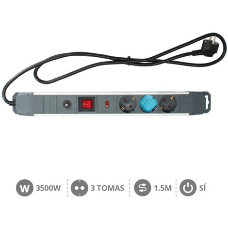 Base múltiple 3 tomas protección sobretensiones + int 1,5m GSC 0801084
