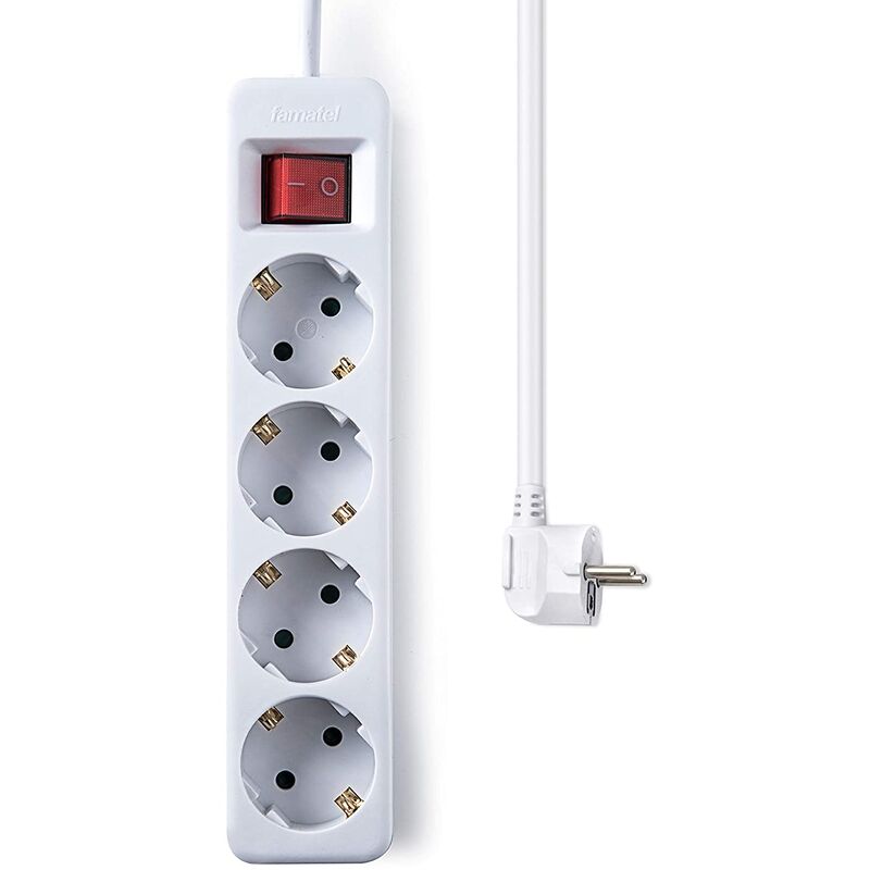 

Famatel - Base de enchufe 4 tomas con interruptor 1.5 M Blanco