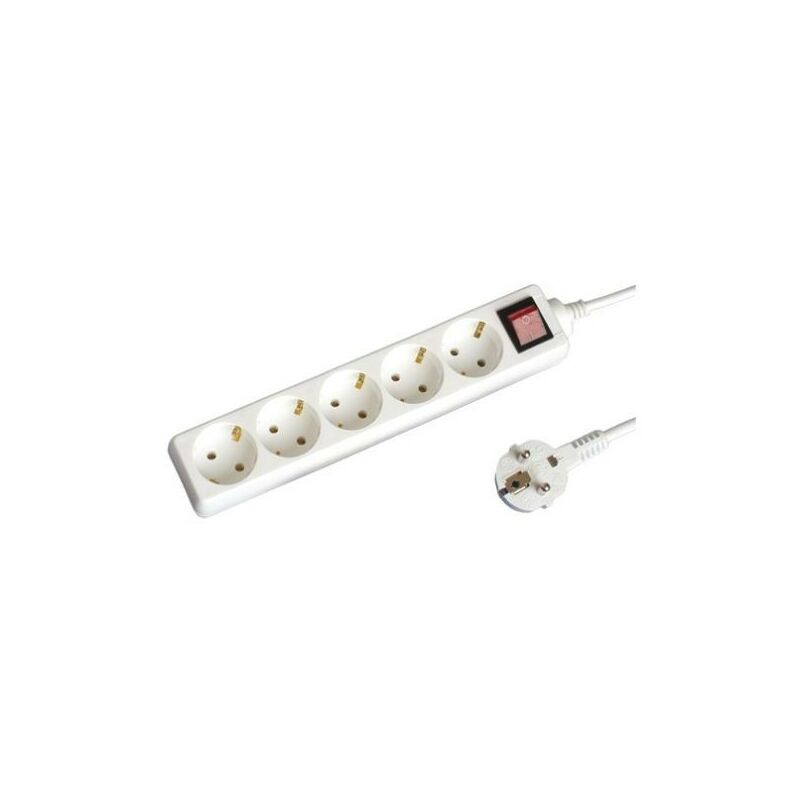 

Base múltiple 5 enchufes con interruptor 1.5m de cable 3x1mm blanca 0000005 - GSC