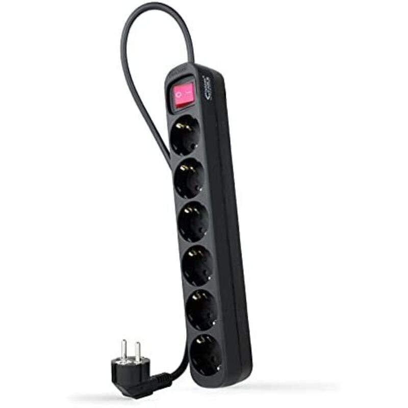 Nanocable Bloc multiprises 6 prises avec interrupteur, noir.