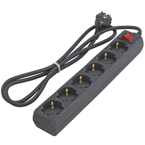 Base Multiple 6 Tomas c/interruptor 1,5m negro
