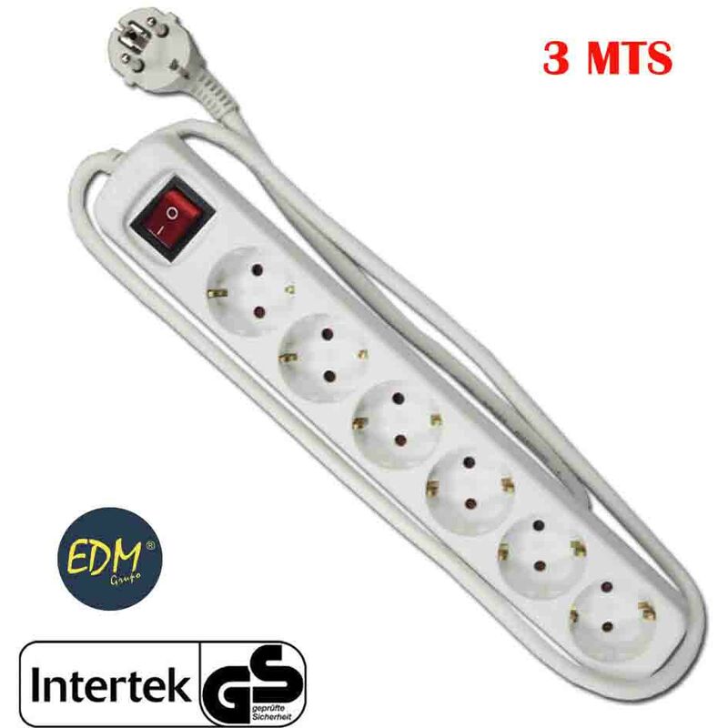 

Base multiple 6 tomas t/tl con interruptor 3m 3x1,5mm