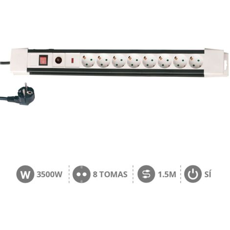 Base múltiple 8 tomas con protección sobretensiones 1,5m GSC 0800798