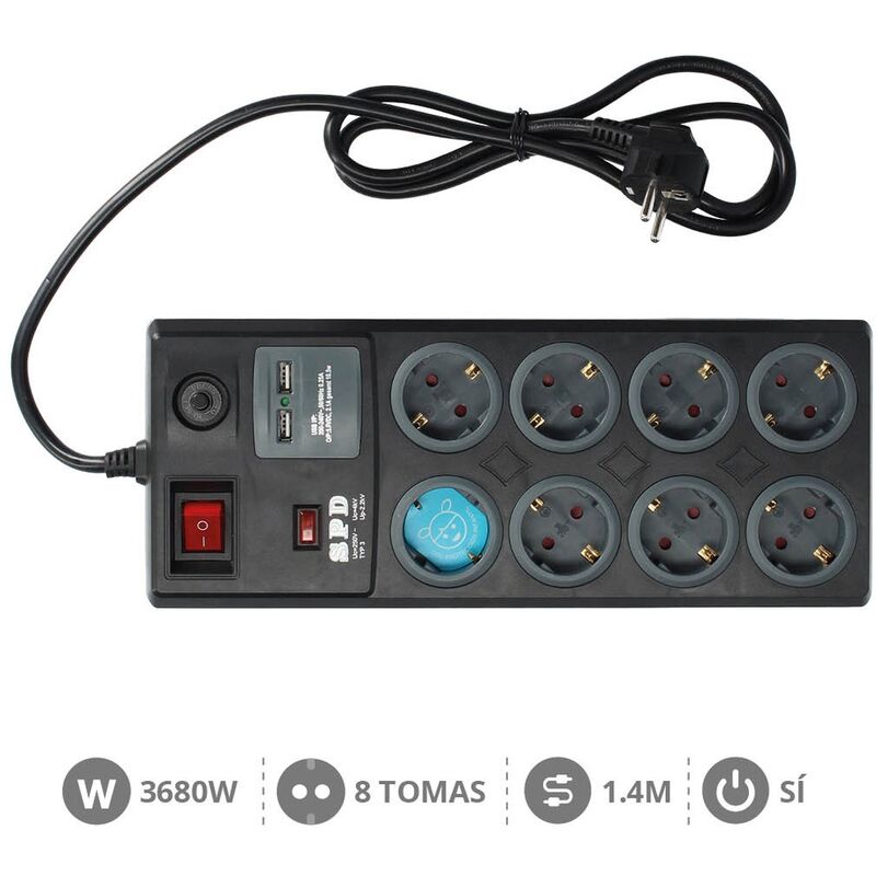 

Base multiple 8T + 2 USB + Int. (3x1.5mm) 1,4M