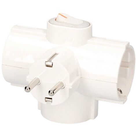 Base múltiple - Adaptador de triple salida con interruptor 2P + TT lateral