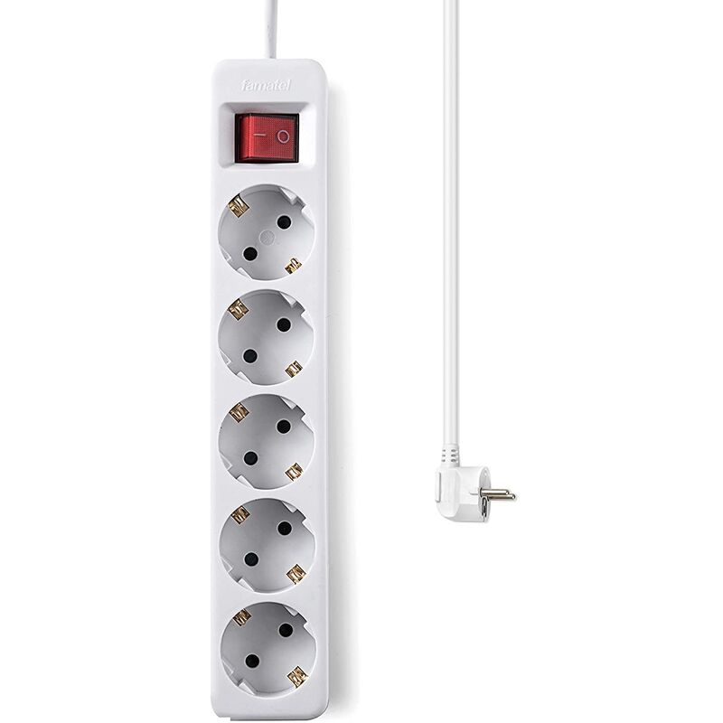 

Base de enchufe 5 tomas con interruptor 1.5 M Blanco