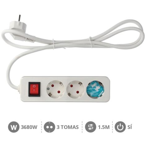 Base múltiple de 3 tomas (3T) con cable eléctrico serie mega