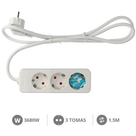 Base múltiple de 3 tomas (3T) con cable eléctrico serie mega