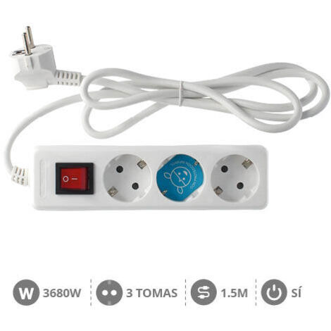Base múltiple de 3 tomas (3T) con cable eléctrico serie standard