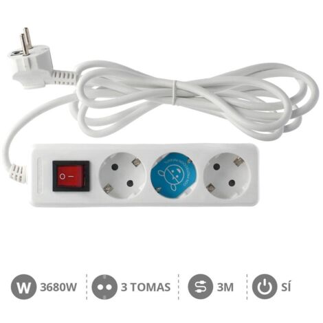 Base múltiple de 3 tomas (3T) con cable eléctrico serie standard