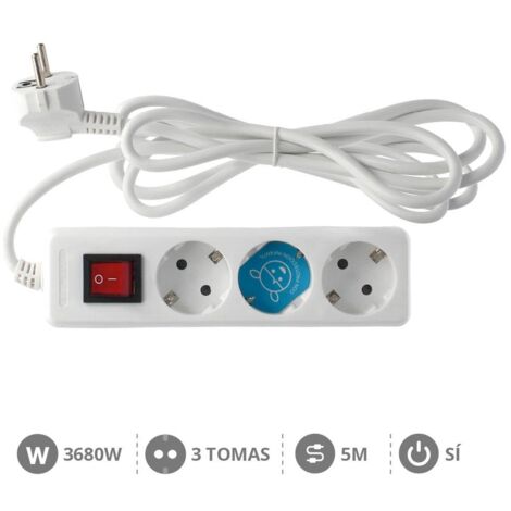 Base múltiple de 3 tomas (3T) con cable eléctrico serie standard