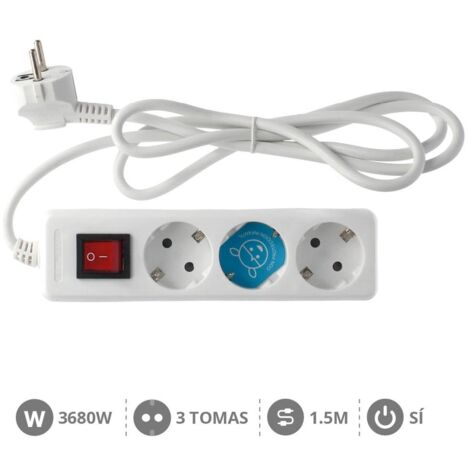 Base múltiple de 3 tomas (3T) con cable eléctrico serie standard