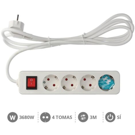 Base múltiple de 4 tomas (4T) con cable eléctrico serie mega
