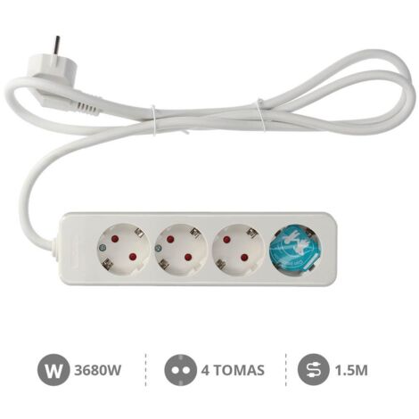 Base múltiple de 4 tomas (4T) con cable eléctrico serie mega
