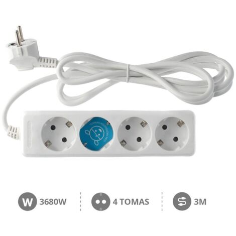 Base múltiple de 4 tomas (4T) con cable eléctrico serie standard