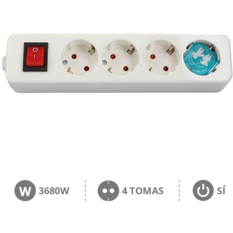 Base múltiple de 4 tomas (4T) con interruptor y sin cable serie mega