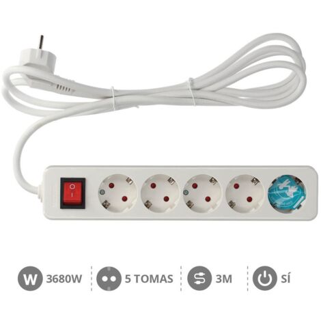 Base múltiple de 5 tomas (5T) con cable eléctrico serie mega