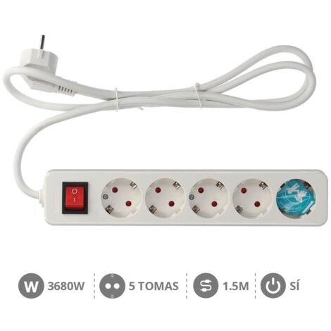 Base múltiple de 5 tomas (5T) con cable eléctrico serie mega