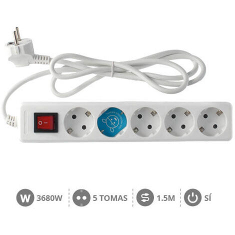 Base múltiple de 5 tomas (5T) con cable eléctrico serie standard