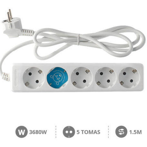 Base múltiple de 5 tomas (5T) con cable eléctrico serie standard