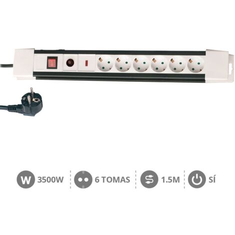 Base múltiple de 6 tomas (6T) con cable eléctrico
