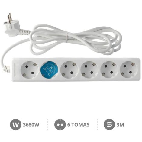 Base múltiple de 6 tomas (6T) con cable eléctrico serie standard