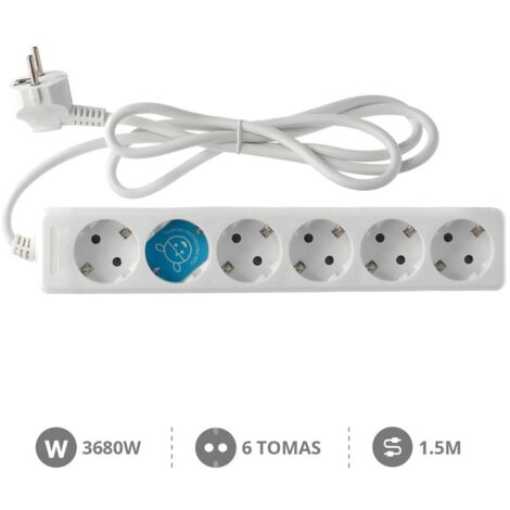 Base múltiple de 6 tomas (6T) con cable eléctrico serie standard