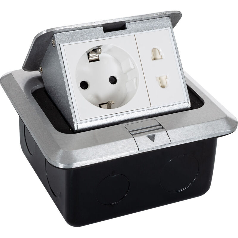 

Efectoled - Base Múltiple Empotrable 1 Enchufe Tipo F + 1xT8 Plata - Plata