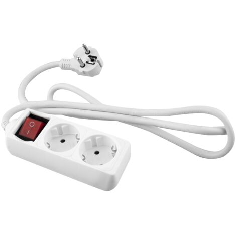 Base múltiple enchufes blanca onlex t/t interruptor cable 3 mts 2 tomas