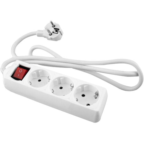 Base múltiple enchufes blanca onlex t/t interruptor cable 3 mts 3 tomas
