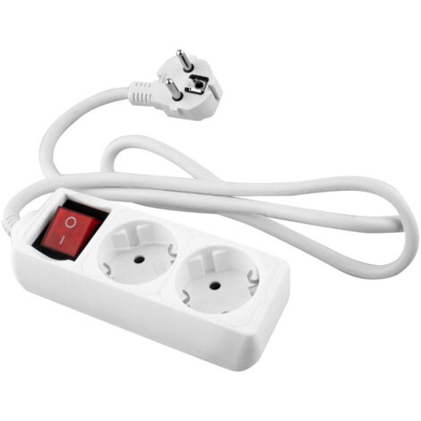 Base múltiple enchufes blanca onlex t/t interruptor cable 5 mts 2 tomas