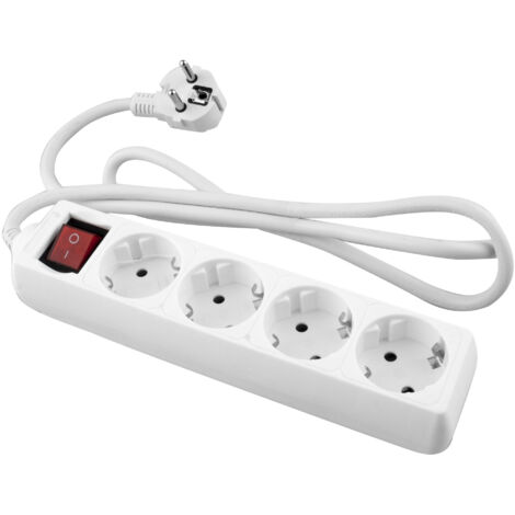 Base múltiple enchufes blanca onlex t/t interruptor cable 5 mts 4 tomas