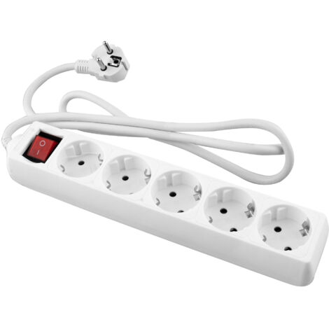 Base múltiple enchufes blanca onlex t/t interruptor cable 5 mts 5 tomas
