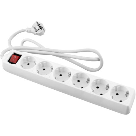Base múltiple enchufes blanca onlex t/t interruptor cable 5 mts 6 tomas
