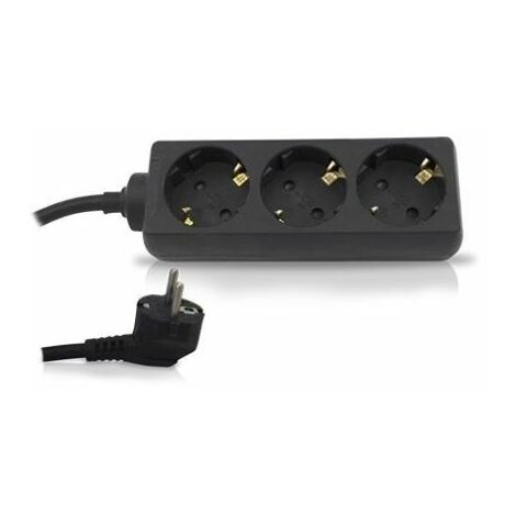 Base múltiple negra de 3 tomas (3T) con cable eléctrico serie standard