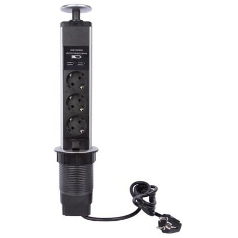 BASE MÚLTIPLE PARA EMPOTRAR DE 3 TOMAS - 2 x USB - SCHUKO