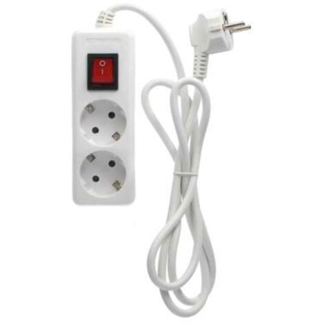 Base múltiple Serie Estándar 2T con interruptor (3x1.5mm) 1,5M Blanco