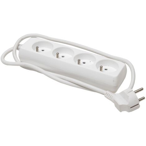 Base múltiple sistema francés 4 enchufes 3x1mm 1 metro blanco