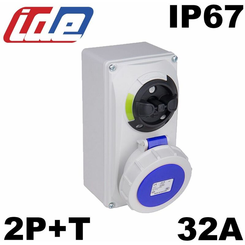 IDE - Base murale avec sectionneur condamnable 2P+T 32A étanche IP67