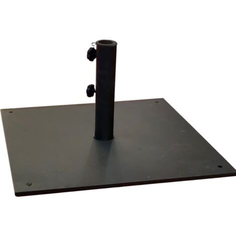 Base Ombrellone Palo Centrale Universale Piatta Slim in Acciaio quadrata 60 x 60 cm