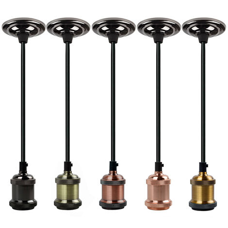 Base para lámpara colgante Ineasicer E27, con cable trenzado de 1,5 m, para bombilla E27, lámpara colgante retro Edison, para restaurante, sala de estar, dormitorio y cocina (oro champán) PEBA