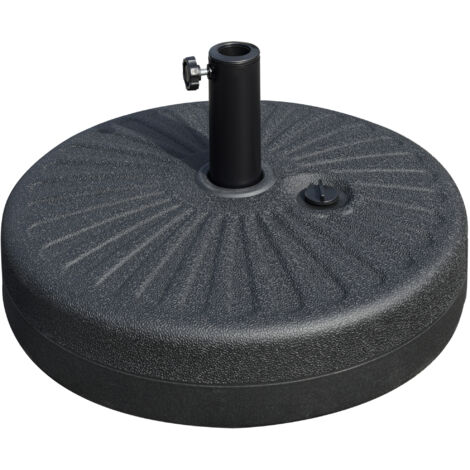 Base para paraguas de jardín con mástil central de 3,8 cm y 4,8 cm, HDPE negro