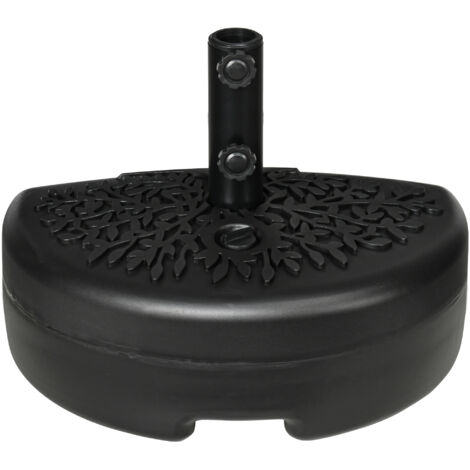 Base para parasol semicircular rellenable con arena o agua para postes de 38-48mm, negro