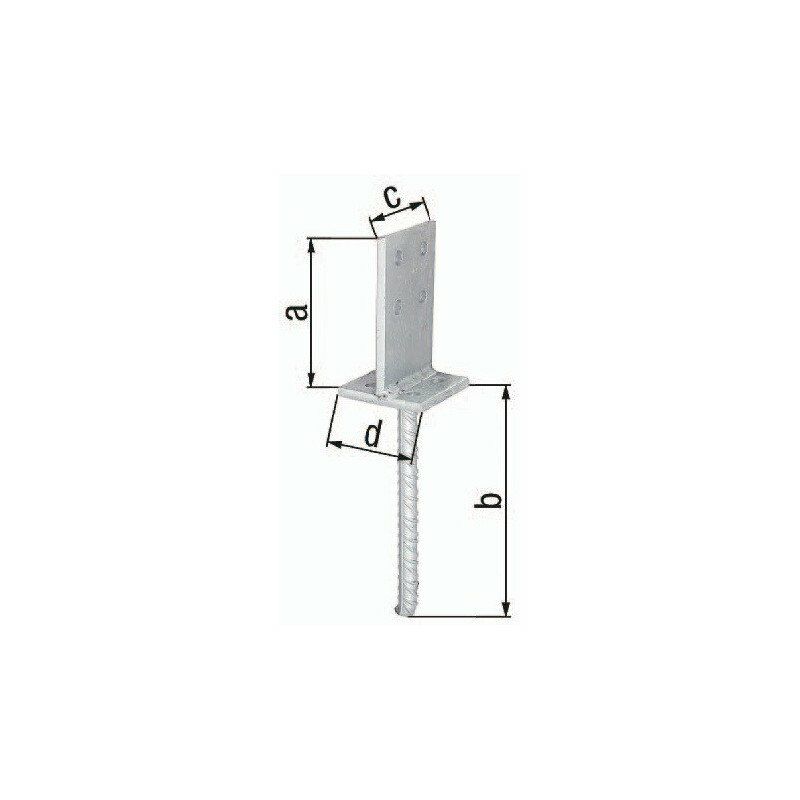 

Base para poste en T 130x200x80x80mm STA raw TZN - GAH