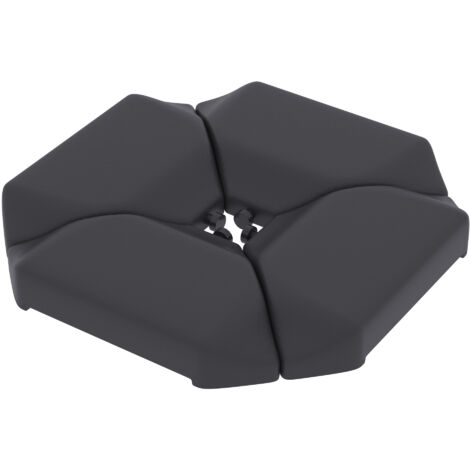 Base para sombrilla de 4 piezas, para soporte de sombrilla voladiza, HDPE, rellenable con 77 kg de agua o 100 kg de arena.