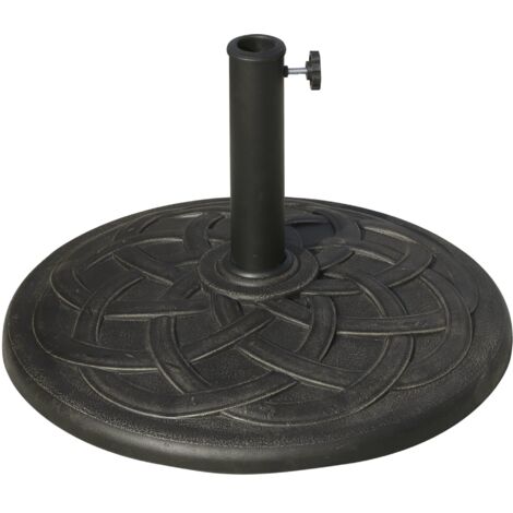 Base para Sombrilla de Jardín Peso Neto 19 kg Soporte de Parasol Apto para Mástil de 38mm/48mm Resina para Terraza Patio Exterior Ø54,5x34 cm