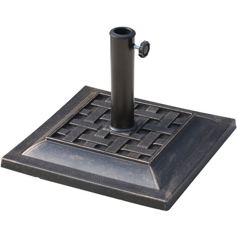 Base para Sombrilla de Jardín Peso Neto 9 kg Soporte de Parasol Apto para Mástil de 38mm/48mm para Terraza Patio Exterior Ø44x32 cm