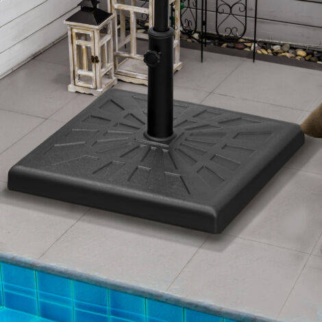 Base para Sombrilla de Resina 19 kg para Mástil de Ø32/38/48 mm para Jardín Terraza Patio 51x51x32 cm Negro