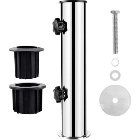 Base para sombrilla KZQ, soporte para sombrilla de acero inoxidable Ø50, accesorios para sombrilla con 2 anillos reductores de PVC (Ø32/40 mm)