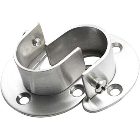 Base per asta appendiabiti in acciaio inossidabile, staffe terminali per asta appendiabiti resistenti in 2 pezzi, supporto per asta flangiato con viti, a forma di U, facile installazione/rimozione